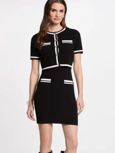Morgan Rochie tricotată Negru alb