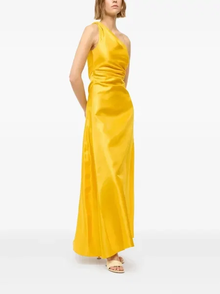 Rochie midi Staud până la genunchi cu un umăr gol de costum galben