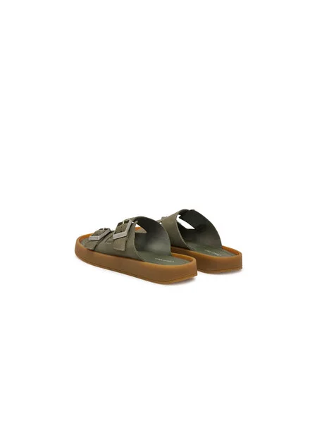 Šlepetės Calvin Klein Ergon Double Bar Sandal Su žalia
