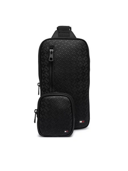 Geantă crossover Tommy Hilfiger Embossed Flag Sling Bag negru