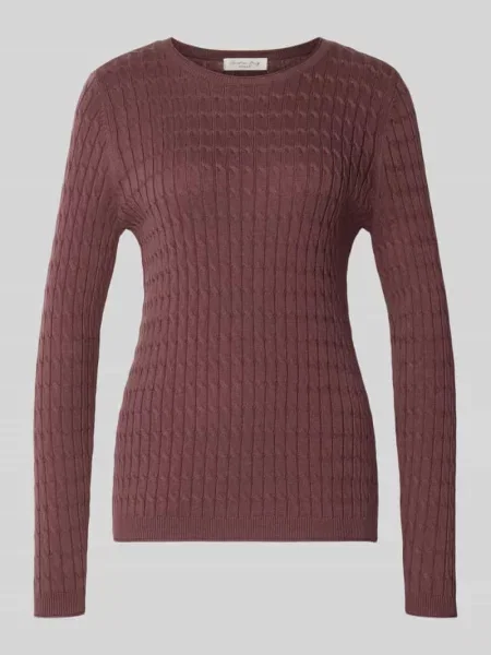 Sweter z dzianiny o kroju slim fit ze ściegiem warkoczowym Christian Berg Woman