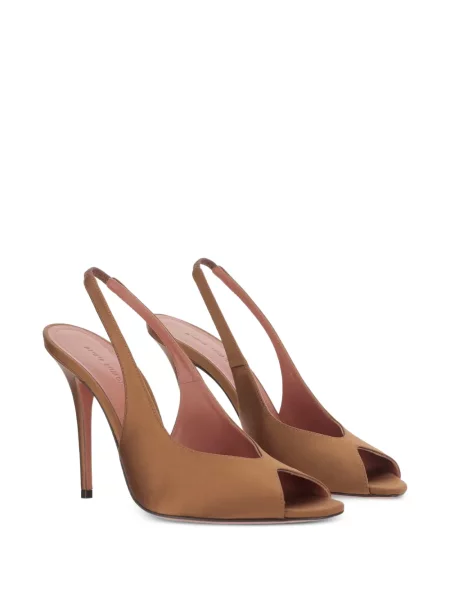 Pantofi cu toc Amina Muaddi cu vârf deschis slingback maro