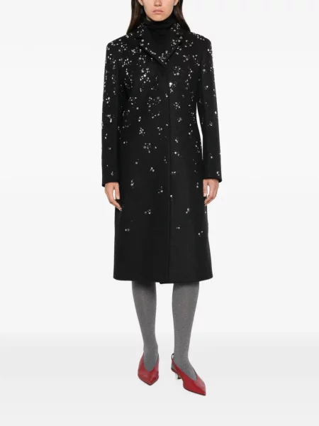 Cu centură palton Jil Sander de lână negru