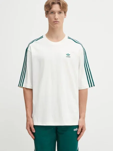 Adidas Originals tricou din Oversize Tee cu imprimeu bej