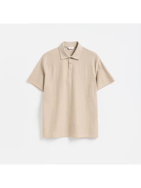 Reserved Polo tričko comfort fit béžová