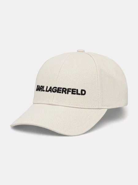 Шапка с козирка Karl Lagerfeld с апликация бяло