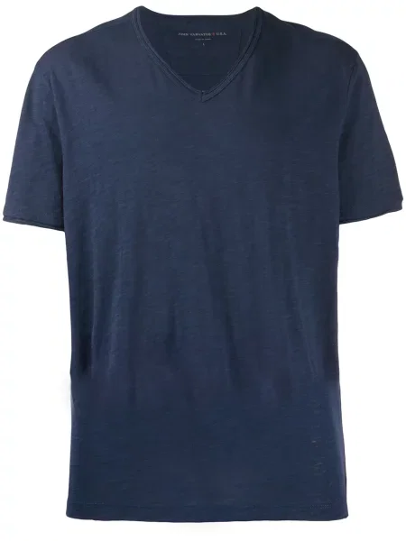 Tricou John Varvatos cu decolteu în V albastru
