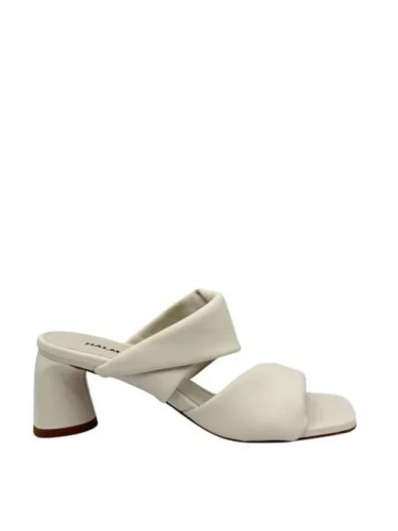 Klapki mules Halmanera skórzane białe