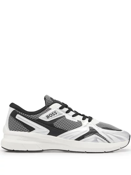 Sneakerși Boss cu șireturi din dantelă alb