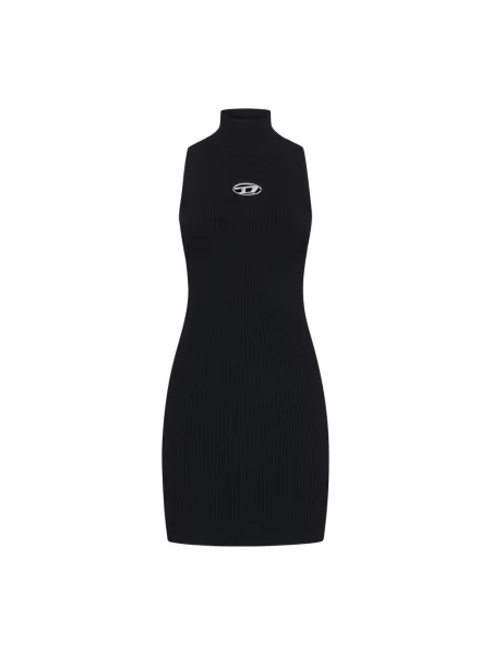Sukienka mini Diesel o krotszym kroju ze stójką czarna