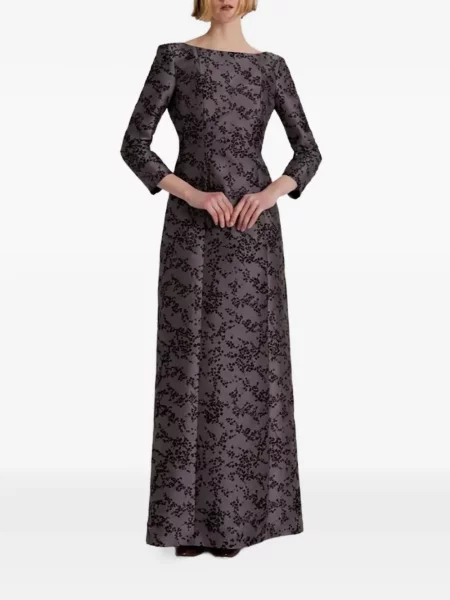 Lung rochie maxi Alberta Ferretti cu model floral cu imagine gri