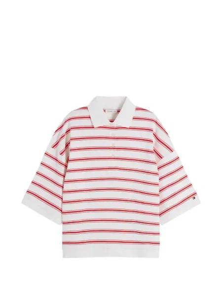 Scurt tricou polo Tommy Hilfiger cu dungi alb