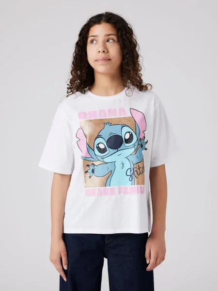 TWO SOON Tricou Stitch albastru regal / ciocolatiu / roz alb