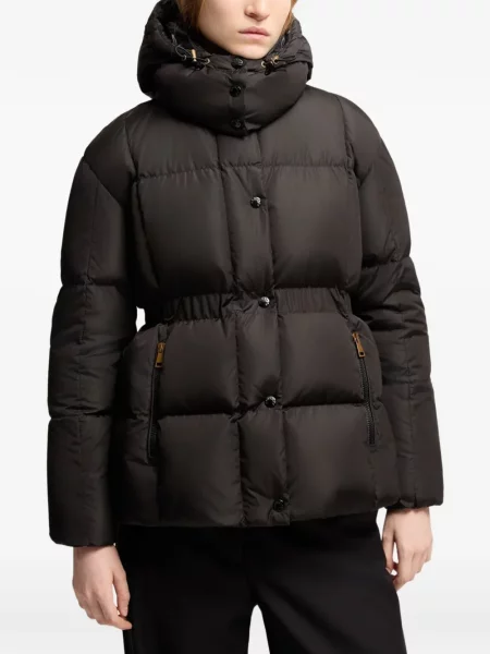 Scurt geacă cu puf Moncler cu glugă negru