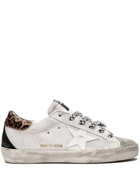 Sneakerși Golden Goose din piele de căprioară alb
