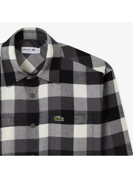Lacoste Koszula W Kratę Relaxed Fit czarna