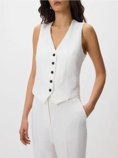 Reserved Garniturowa kamizelka z wiskozą biały