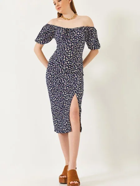 Bianco Lucci Rochie de vară albastru noapte / maro mokka / roz / murdar alb