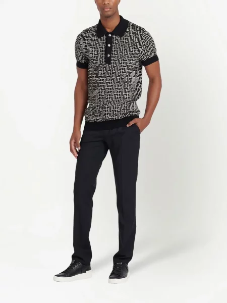 Žakardinė polo marškinėliai Balmain juoda