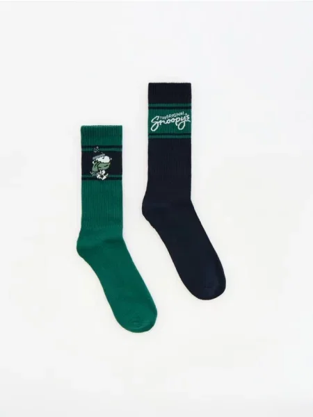 Reserved Set de 2 perechi de șosete Snoopy verde