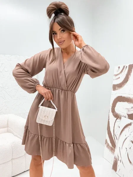 Rochie mini Resti cu volane de costum alb