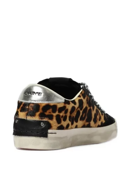 Sneakerși Crime London zdrențuiți cu model leopard negru