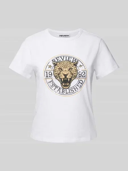 T-shirt z nadrukiem z logo Review biała