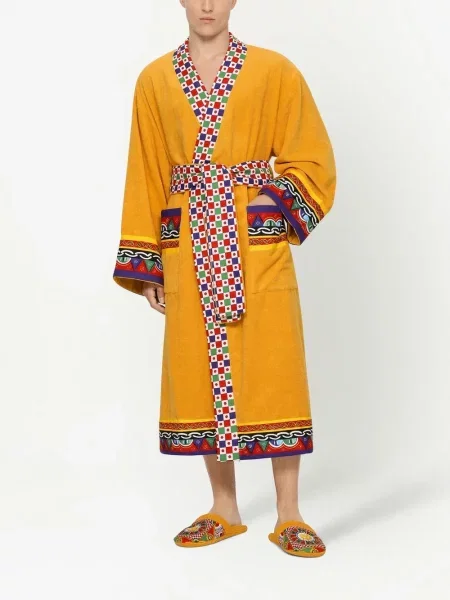 Raštuotas chalatas Dolce & Gabbana geltona
