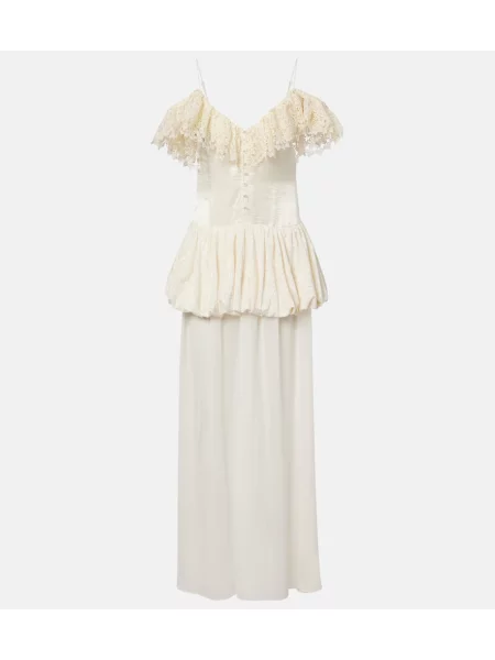 Cu peplum rochie maxi Xu Zhi din dantelă de costum alb