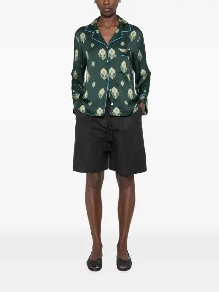 Lung cămașă Sandro cu imagine cu model paisley verde