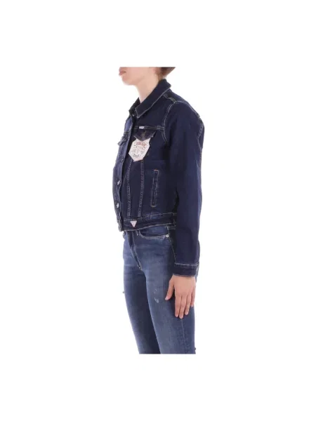 Guess Jeans kurtka jeansowa granatowy przejściowa czarna