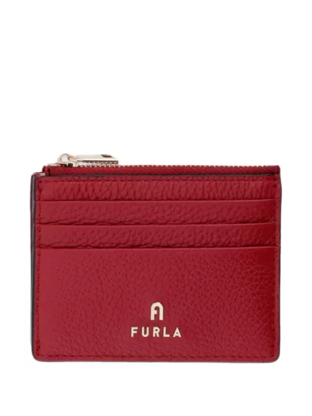 Portofel Furla din piele cu autograf roșu