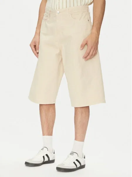 Jack&Jones Pantaloni scurți de blugi Owen Baggy Fit bej