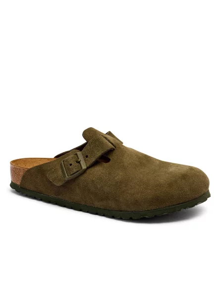 Birkenstock papuci din piele verde