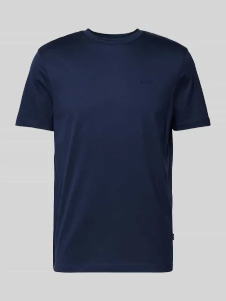 T-shirt z prążkowanym okrągłym dekoltem model ‘Cosmo’ Joop! Collection granatowa