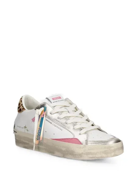 Sneakerși Crime London cu imagine cu model leopard alb