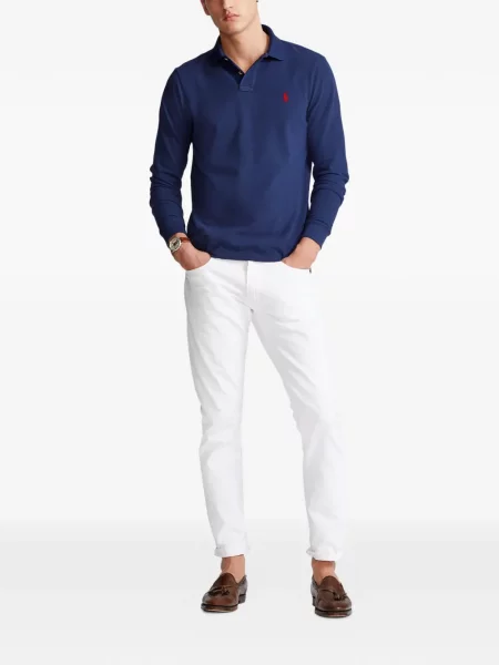 Tricou polo Polo Ralph Lauren cu glugă cu blană cu broderie roșu
