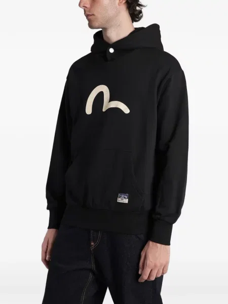 Hanorac cu glugă Evisu cu imagine negru