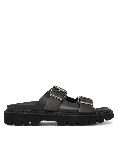Papucs Tommy Jeans Double Strap Sandal fekete