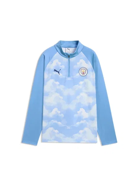 Młodzieżowa bluza rozgrzewkowa Manchester City F.C. z zamkiem PUMA niebieska