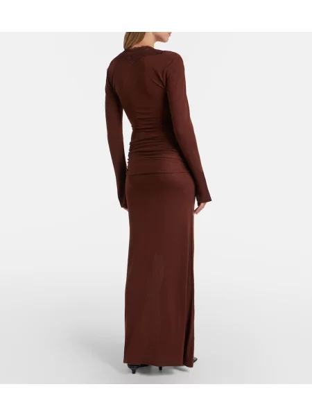 Rochie maxi Aya Muse din dantelă maro