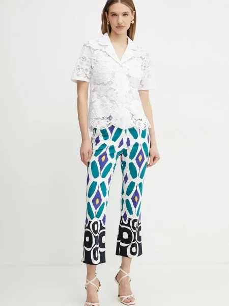 Luisa Spagnoli spodnie proste high waist biały