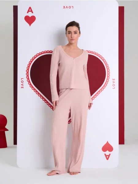 Двокомплектна піжама з домішкою рожевий