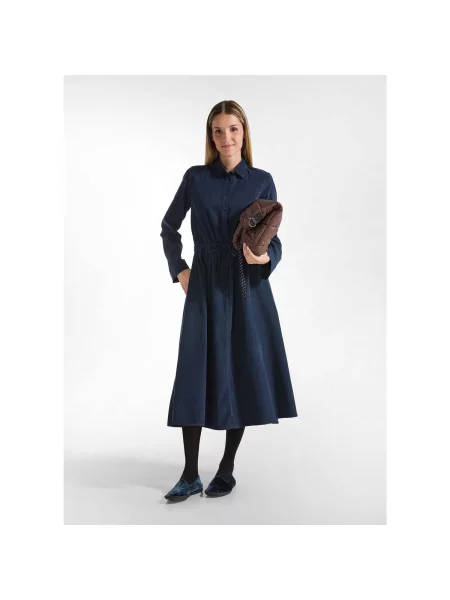 Lung rochie Deha de catifea cord albastru