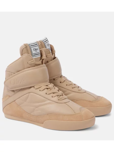 Sneakerși Chloé din piele de căprioară bej