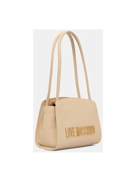 Love Moschino torebka shopper z imitacji skóry beżowa