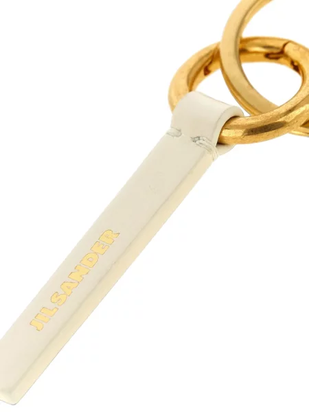 Kožni prsten Jil Sander s autogramom bijela