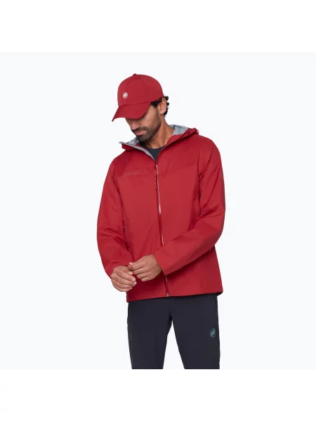 Geacă împotriva vântului pentru bărbați Mammut Ducan HS Hooded dark mammut red roșu