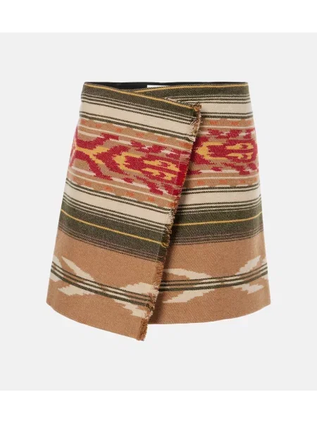 Fustă Marant Etoile cu franjuri de lână maro