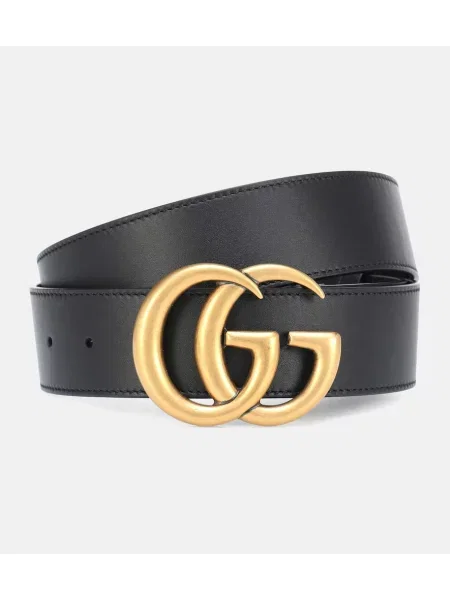 Kožený široký pásek Gucci černý